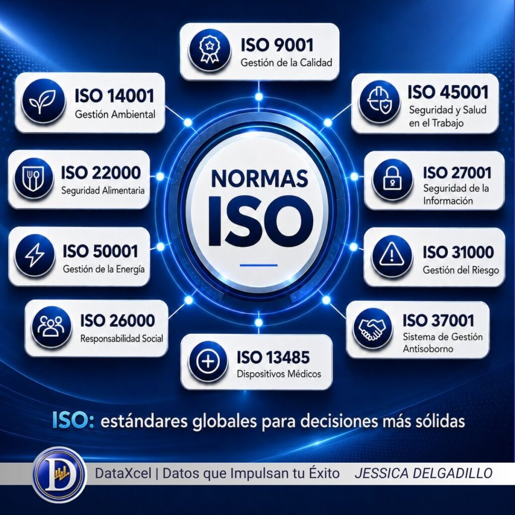 Normas ISO para mejorar la calidad, seguridad y competitividad empresarial.