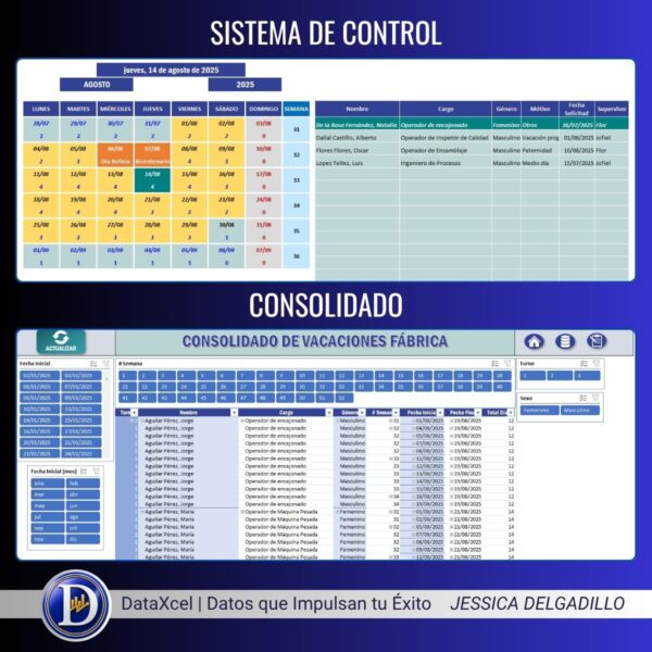 Sistema de control de vacaciones por turno en Excel.