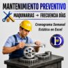 Planilla de mantenimiento preventivo en Excel con cronograma semanal.