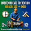 Planilla de mantenimiento preventivo por horas de uso en Excel.