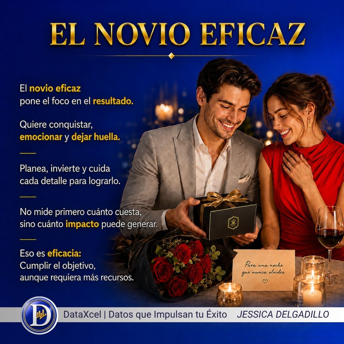 Novio eficaz enfocado en alcanzar su objetivo y generar impacto.